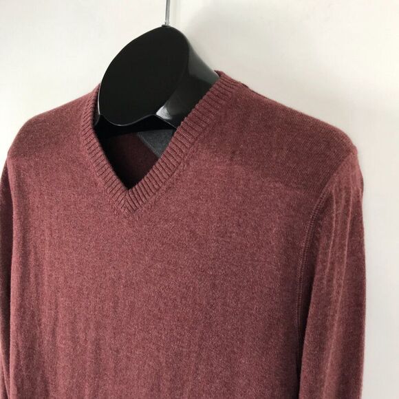 Eddie Bauer V-Neck Pullover Sweater Men's Medium Cotton Merino Wool Blend Winter - Picture 4 of 11
